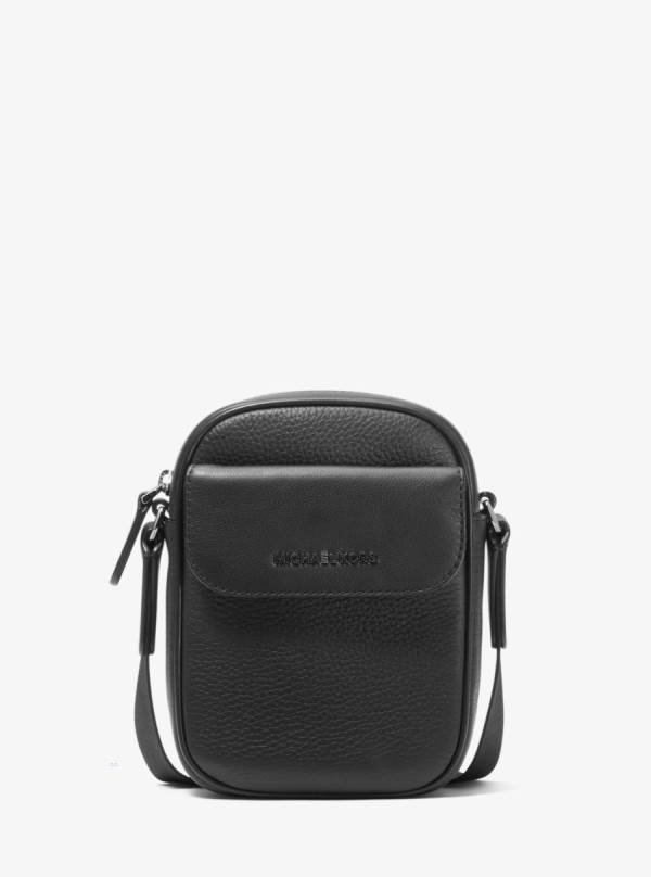Panske Crossbody Kabelka Michael Kors Hudson Pebbled Leather Smartphone Čierne - Tasky Michael Kors Obchod | RZYTK-4385